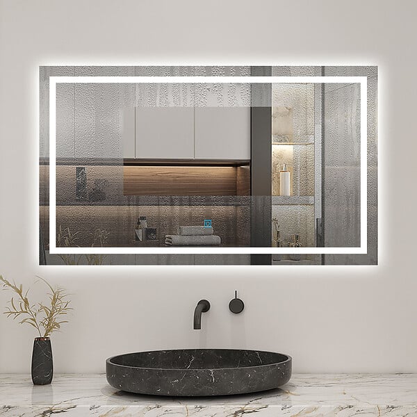 AICA SANITAIRE - LED miroir lumineux 3 couleurs tactile + anti-buée + dimmable + mémoire 120x70cm miroir salle de bain - large