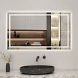 AICA SANITAIRE - LED miroir lumineux 3 couleurs tactile + anti-buée + dimmable + mémoire 120x70cm miroir salle de bain - vignette