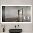 AICA SANITAIRE - Miroir lumineux loupe + bluetooth + tricolore + anti-buée 140x80cm salle de bain dimmable,mémoire,tactile,led - vignette