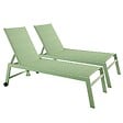 OVIALA - Lot de 2 bains de soleil en aluminium et textilène vert cactus - Nouméa - vignette