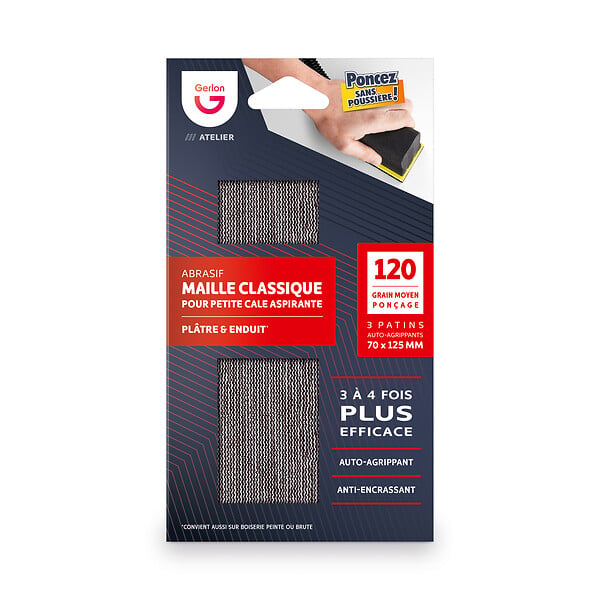 GERLON - 3 recharges patins maille classic moyen 70x125mm grain 120 - large