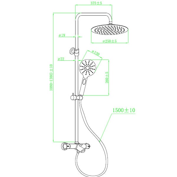 ESSEBAGNO - New Oneo colonne bain-douche thermostatique chrome - large