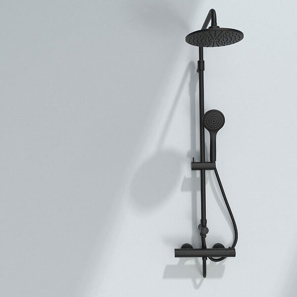 ESSEBAGNO - Essesmart colonne de douche sans mitigeur noire mat - large