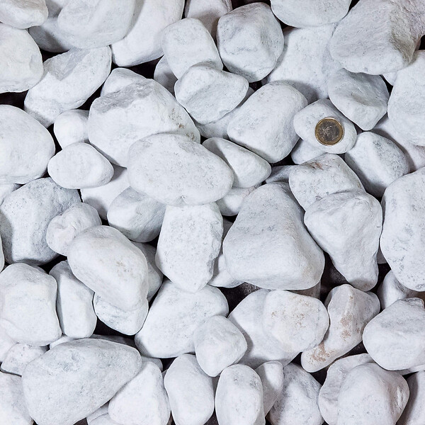 RO'MA NATURE - Galet Marbre Blanc Carrare 60-100 mm - Lot de 45 sacs de 20 kg (9 m²) - large