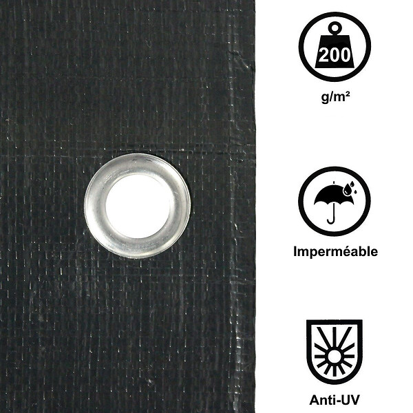 GT GARDEN - Bâche de protection grise ultra résistante - 200 g/m² - 6 x 8 mètres - large