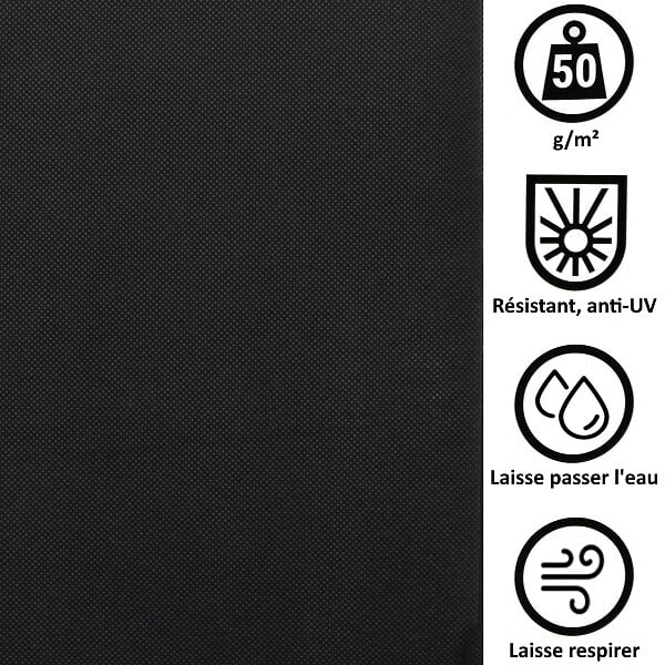 GT GARDEN - Géotextile anti-mauvaises herbes non tissé 50 g/m2 - 1,10 x 10 mètres - large
