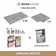 RO'MA NATURE - KIT COMPLET - Margelles pour piscine 4x4m en Travertin Gris (avec colle, joint, hydrofuge ...) - vignette