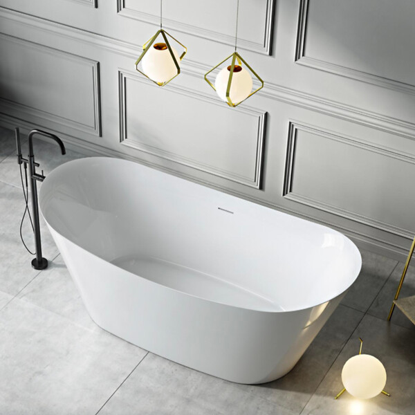 STANO - Baignoire îlot design ovale PALMA blanche 170 cm Brillant - large