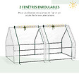 OUTSUNNY - Mini serre de jardin serre à tomates 180L x 90l x 90H cm acier PE haute densité 140 g/m² anti-UV 2 fenêtres avec zip enroulables blanc - vignette