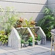OUTSUNNY - Serre de jardin tunnel 2,5L x 1l x 0,8H m grande porte zippée bâche PVC transparent métal époxy vert - vignette