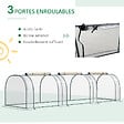 OUTSUNNY - Serre de jardin tunnel 3,5L x 1l x 0,8H m 3 portes zippées bâche PVC transparent métal époxy vert - vignette