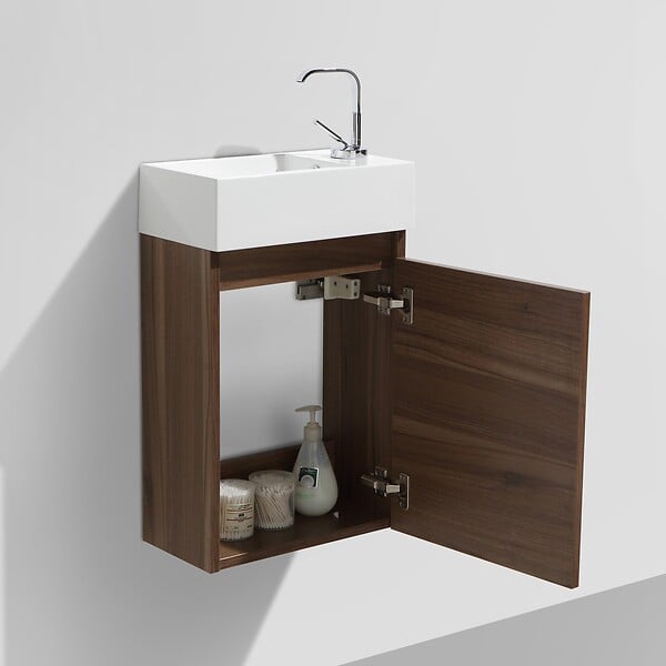 STANO - Meuble lave-main salle de bain design SIENA largeur 40 cm noyer - large