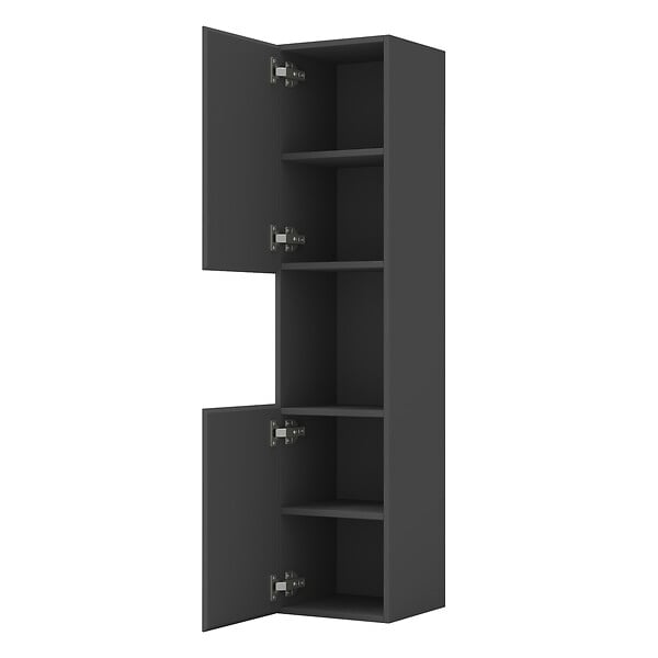 AICA SANITAIRE - AICA SANITAIRE Ensemble meuble double vasque L.120cm 4 tiroirs + lavabo + 2*LED miroirs rond 60cm + 2*colonne,anthracite B - large