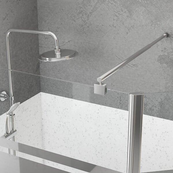 AURLANE - Paroi de Douche et Volet Pivotant 100+40x200 cm - Bandeau Miroir - Barre de Fixation Chrome - large