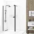 AURLANE - Paroi de Douche et Volet Pivotant 100+40x200 cm - Verre Transparent - Barre de Fixation Noire - vignette