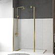 AURLANE - Paroi de Douche et Volet Pivotant 100+40x200 cm - Profilé + Barre de Fixation Or Doré Brossé - vignette