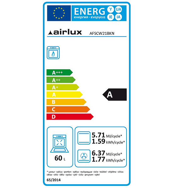 AIRLUX - four intégrable multifonction 60l 60cm gaz naturel catalyse noir - afscw21bkn - large