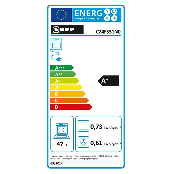 NEFF - four intégrable combi vapeur 47l 60cm a+ ecoclean noir - C24FS31N0 - large