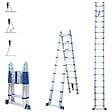 HOSTRÃ–M - Echelle télescopique articulée 5,6m STEMPAKT, escabeau 2x9 marches pliable professionnel multifonction, H max travail 6,5m, garantie 5 ans, Hoström - vignette
