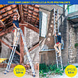 HOSTRÃ–M - Echelle télescopique articulée 5,6m STEMPAKT, escabeau 2x9 marches pliable professionnel multifonction, H max travail 6,5m, garantie 5 ans, Hoström - vignette
