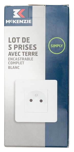 MC KENZIE - Prise 16A 2P+T Simply - Blanc - Lot de 5 - large