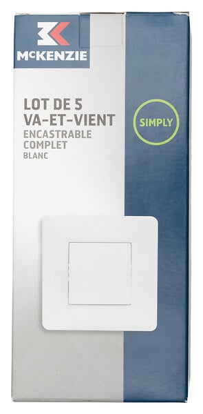 MC KENZIE - Interrupteur va-et-vient Simply - Blanc - Lot de 5 - large