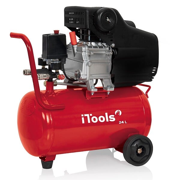 ITOOLS - Compresseur d'air 24 Litres 8 bar 2CV 1.5KW 115 PSI + Kit Air comprimé 5 Pièces ITOOLS - large