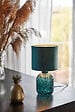 COREP - Lampe verre et velours vert Corep LIVINE H28cm. - vignette
