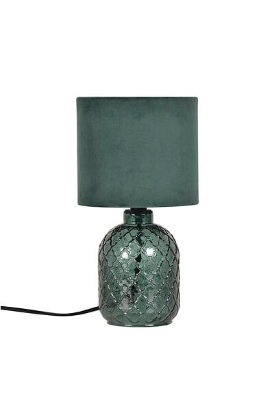 COREP - Lampe verre et velours vert Corep LIVINE H28cm. - large
