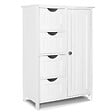 VOUNOT - Meuble de salle de bain rangement 4 tiroirs 1 porte 82x55x30cm blanc - vignette