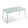 OVIALA - Table basse de jardin acier vert sauge 90 x 50 cm - Palavas - vignette