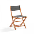 OVIALA - Ensemble table et 2 chaises pliantes en textilène et eucalyptus noir - Sete - vignette