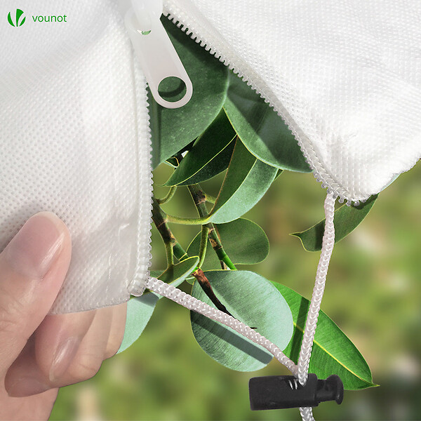 VOUNOT - Lot de 3 Housse Hivernage Plante avec Cordon et zipper Polypropylème 80g/m² 200x240cm blanc - large