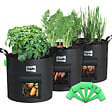 VOUNOT - Lot de 3 sacs de plantation non tisse avec fenetre velcro et poignee 43L Noir - vignette