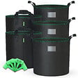 VOUNOT - Lot de 5 sacs de plantation non tisse 65L avec poignee Noir - vignette