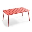 OVIALA - Table basse de jardin acier rouge 90 x 50 cm - Palavas - vignette
