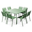 OVIALA - Ensemble table de jardin et 8 chaises en métal vert cactus - Palavas - vignette