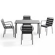 OVIALA - Ensemble table de jardin et 4 fauteuils en métal anthracite - Palavas - vignette