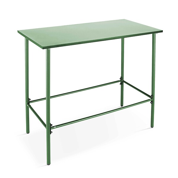 OVIALA - Ensemble table haute de jardin et 6 chaises en métal vert cactus - Palavas - large