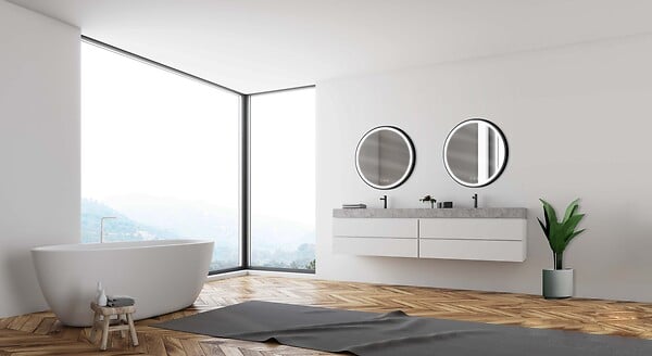 MP GLASS - miroir led swann black 2 d.75 cm - large