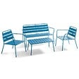 OVIALA - Salon de jardin 4 places et 1 table basse en acier bleu pacific - Palavas - vignette