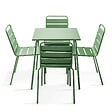 OVIALA - Ensemble table de terrasse et 4 chaises en métal vert cactus - Palavas - vignette