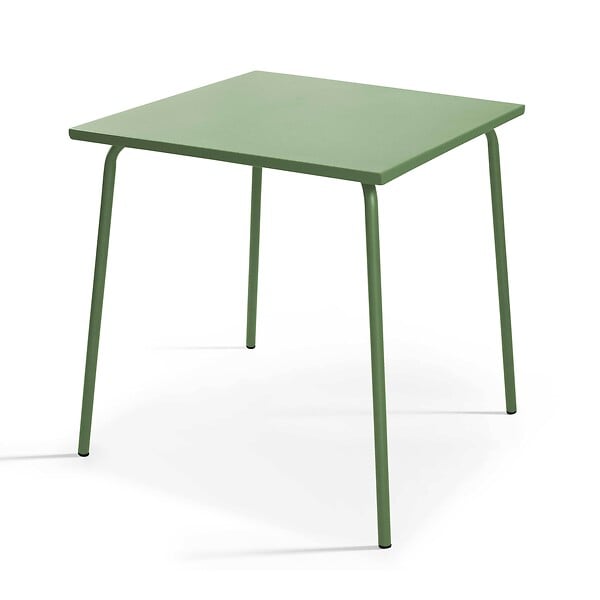 OVIALA - Ensemble table de terrasse et 4 chaises en métal vert cactus - Palavas - large