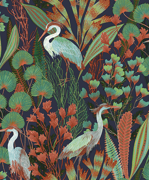GRANDECO - P.vin/int tropical cranes rouge - large