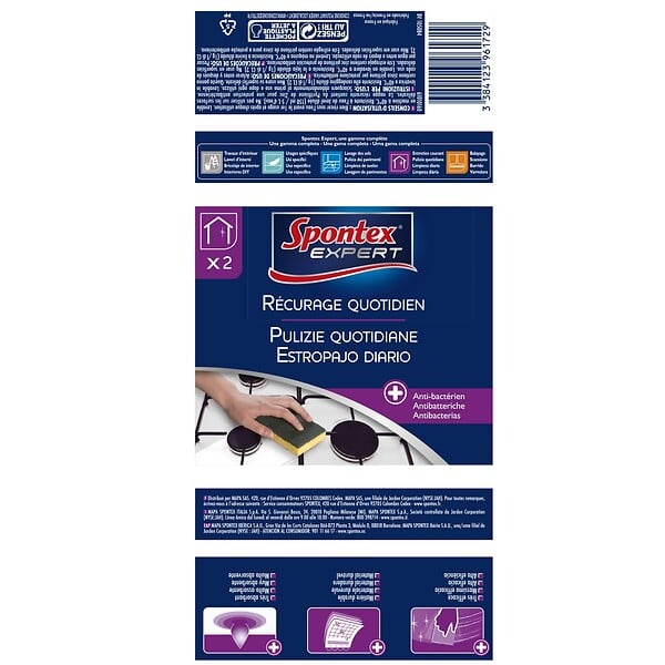 CENTRALE BRICO - Lot de 2 éponges à récurer SPONTEX EXPERT - large