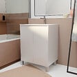 AURLANE - Pack Meuble Salle de Bains 60 cm Laqué Blanc, 2 portes avec Vasque Céramique - XENOS - vignette