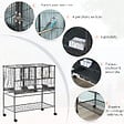 PAWHUT - Cage à oiseaux avec séparation mangeoire et perchoir 95L x 45l x 102H cm Noir et Gris - vignette