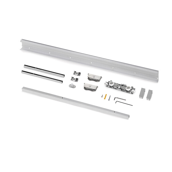 EMUCA - Kit de quincaillerie pour porte coulissante en bois Wall à fermeture souple, Acier et Aluminium et Plastique - large