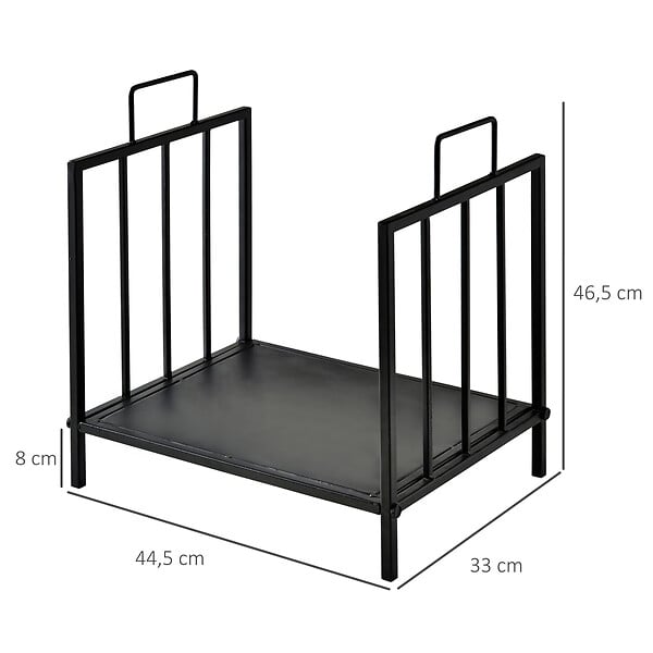 HOMCOM - HOMCOM Etagère porte bois de cheminée porte-bûches charge max. 15 Kg dim. 44L x 33l x 46H cm métal époxy noir - large
