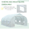 OUTSUNNY - Serre tunnel de jardin dim. 4,45L x 2,99l x 2H m porte + 6 fenêtres enroulables acier galvanisé bâche PE haute densité blanc - vignette